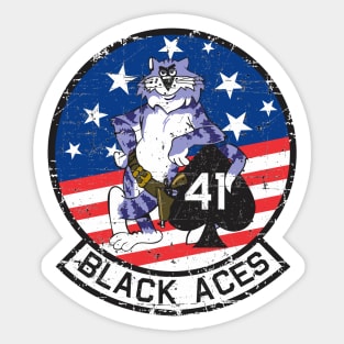 Grumman F-14 Tomcat - Black Aces - Grunge Style Sticker